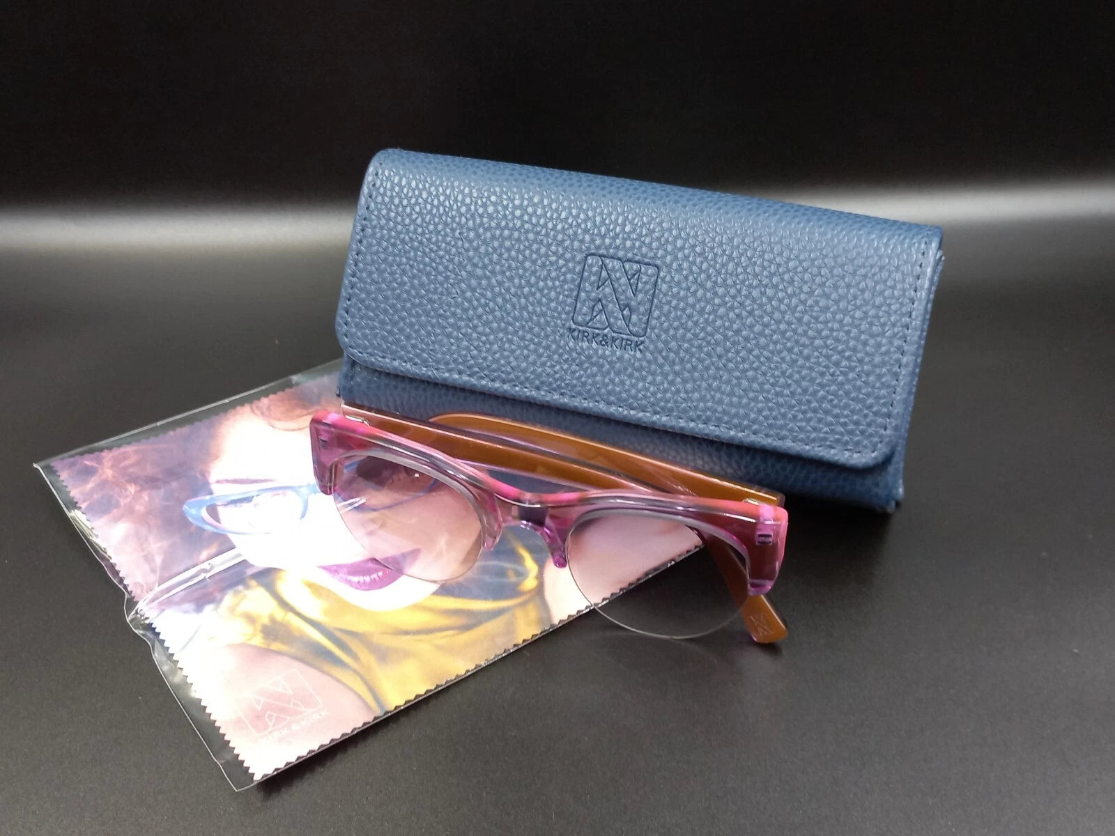 Nice KIRK & KIRK " Jenny " Pink Purple Sunglasses - With Case - New Old Stock ED