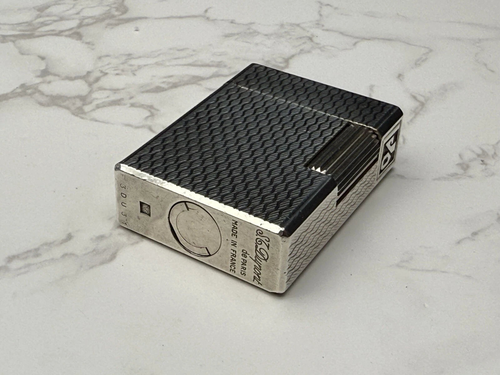 NICE S.T. DUPONT Line 1 / L1 BR Gas Lighter - Silver plated - Serviced-AL01-0845