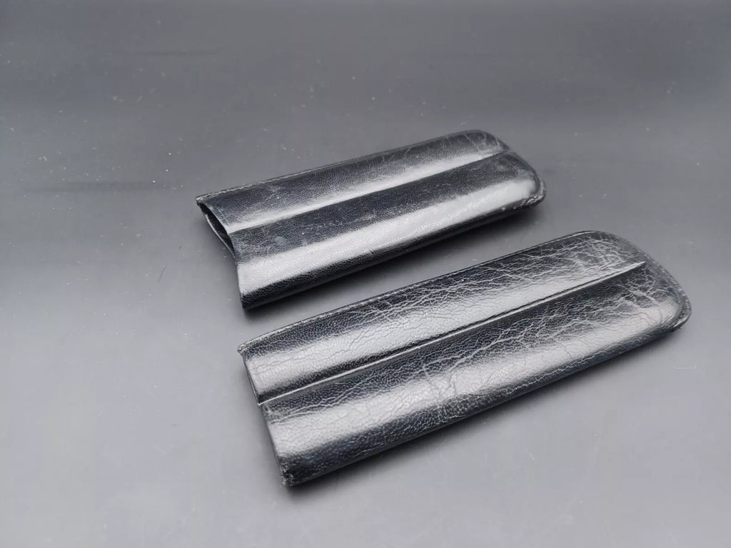 Schönes Vintage Zigarrenetui - Schwarzes Leder - 2 Fächer - AG14-833