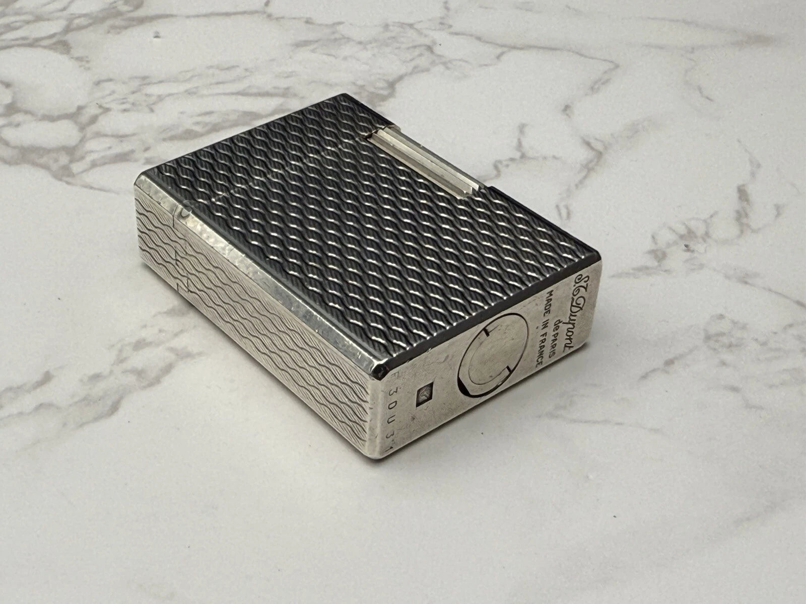 NICE S.T. DUPONT Line 1 / L1 BR Gas Lighter - Silver plated - Serviced-AL01-0845