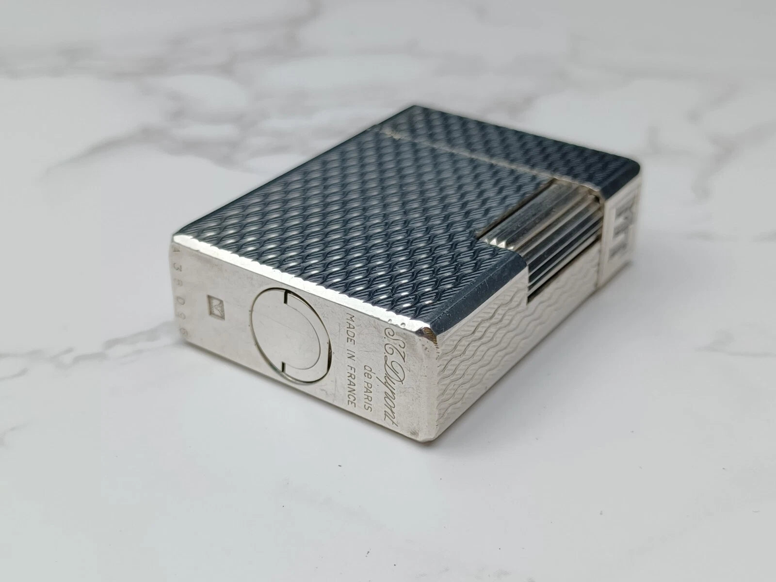 NICE S.T. DUPONT Line 1 / L1 BR Gas Lighter - Silver plated - Serviced-AC03-1763