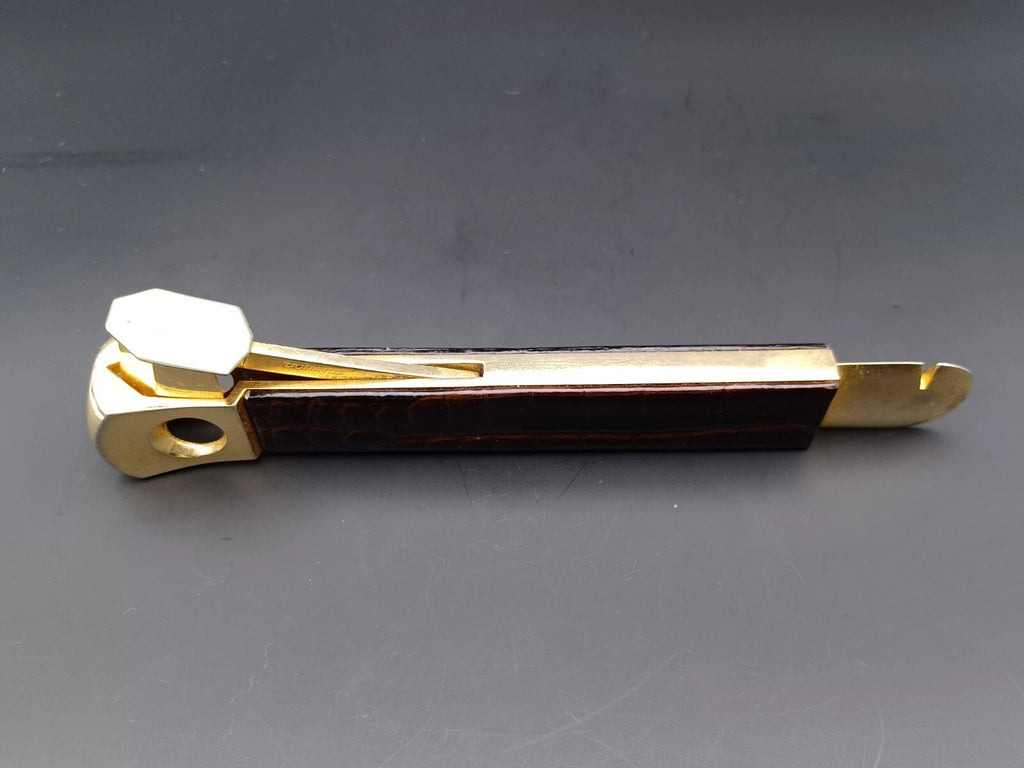 Nice Solingen Cigar Cutter - Brown Leather - Made In Germany - AG14-880