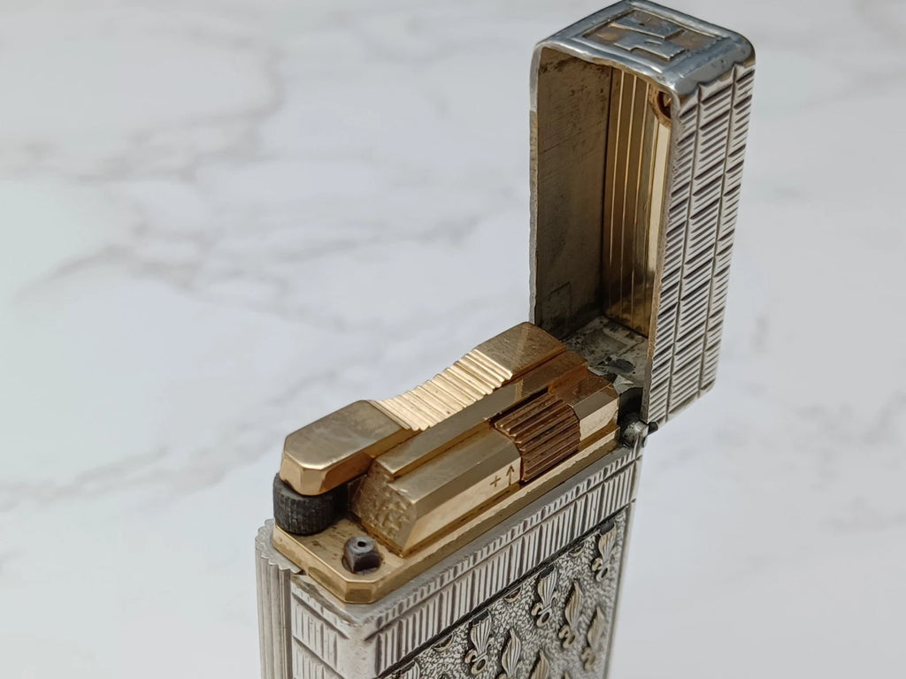 RARE S.T. DUPONT L1 BR DRAGO - Gas Lighter - Line 1 BR -Silver Plated -AG02-1794