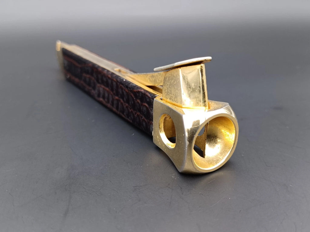 Nice Solingen Cigar Cutter - Brown Leather - Made In Germany - AG14-880