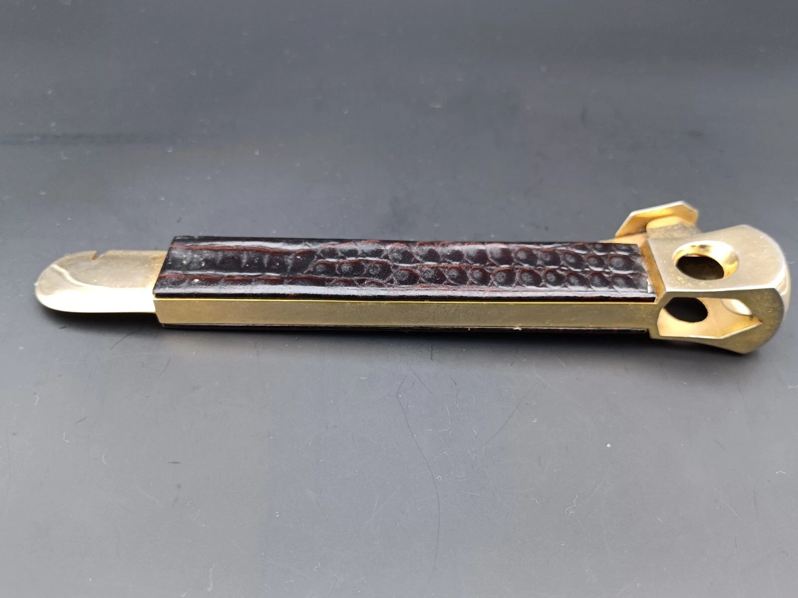 Nice Solingen Cigar Cutter - Brown Leather - Made In Germany - AG14-880