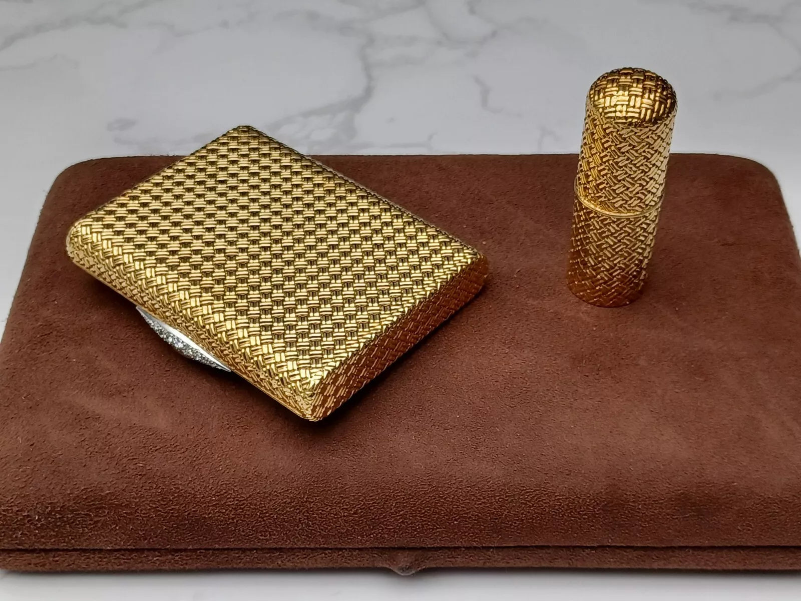 Rare Van Cleef & Arpels Powder Compact & Lipstick Case - 18K Gold - 0913CO BD08