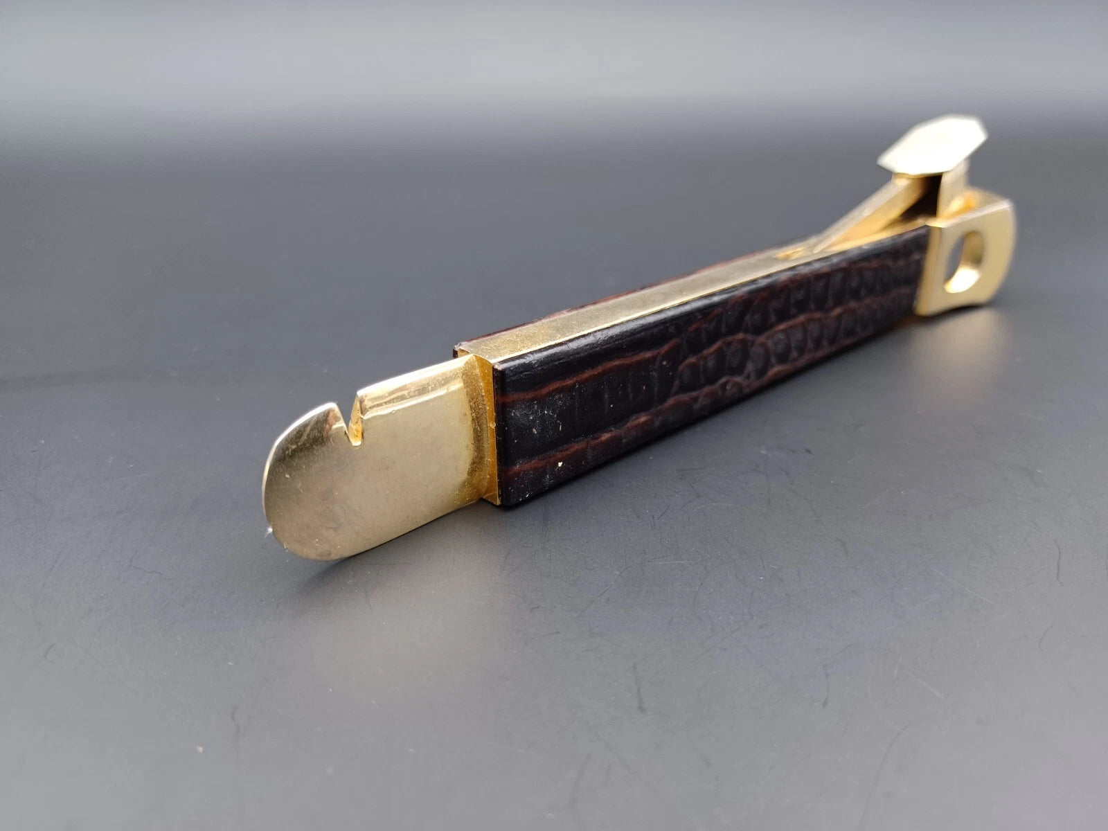 Nice Solingen Cigar Cutter - Brown Leather - Made In Germany - AG14-880