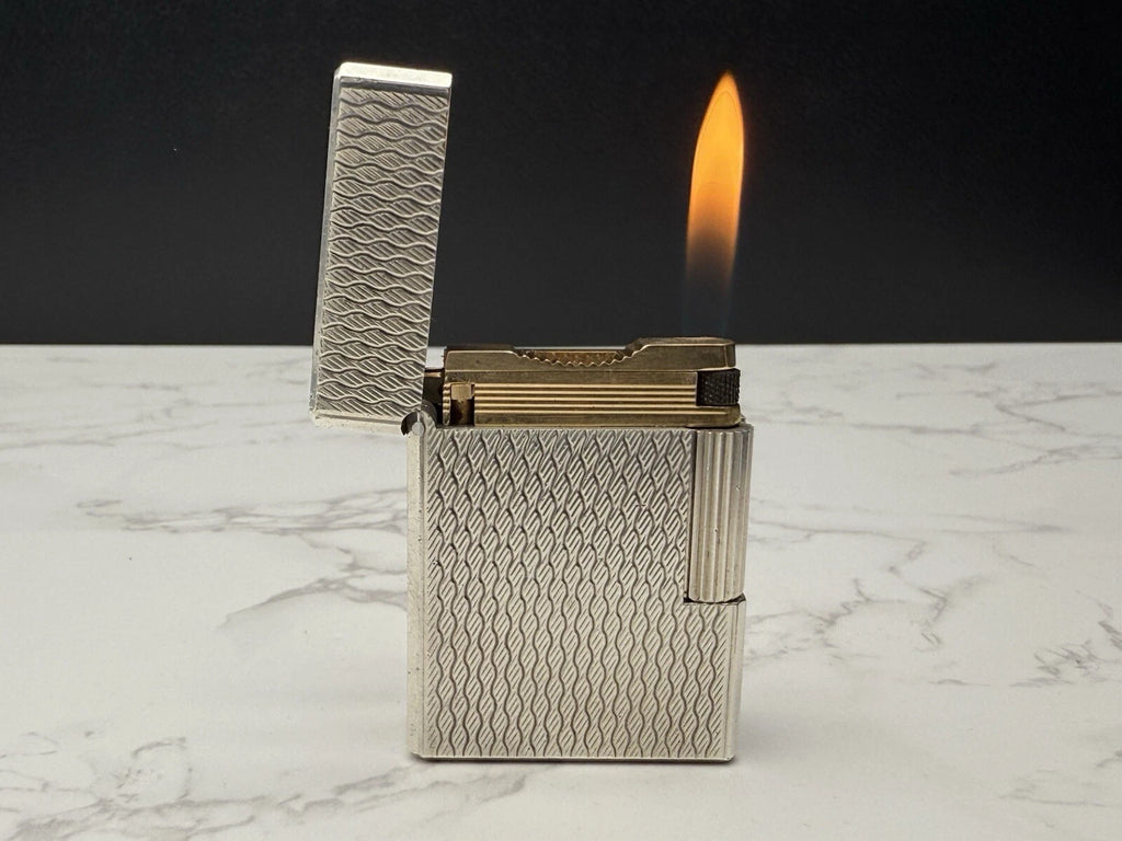 NICE S.T. DUPONT Line 1 / L1 BR Gas Lighter - Silver plated - Serviced-AL01-0845