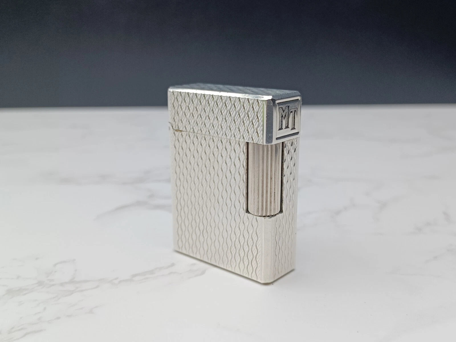 NICE S.T. DUPONT Line 1 / L1 BR Gas Lighter - Silver plated - Serviced-AC03-1763