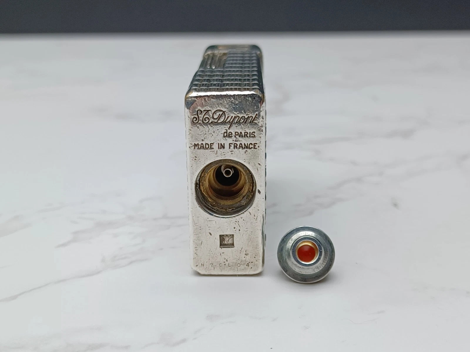 RARE S.T. DUPONT L1 BR DRAGO - Gas Lighter - Line 1 BR -Silver Plated -AG02-1794