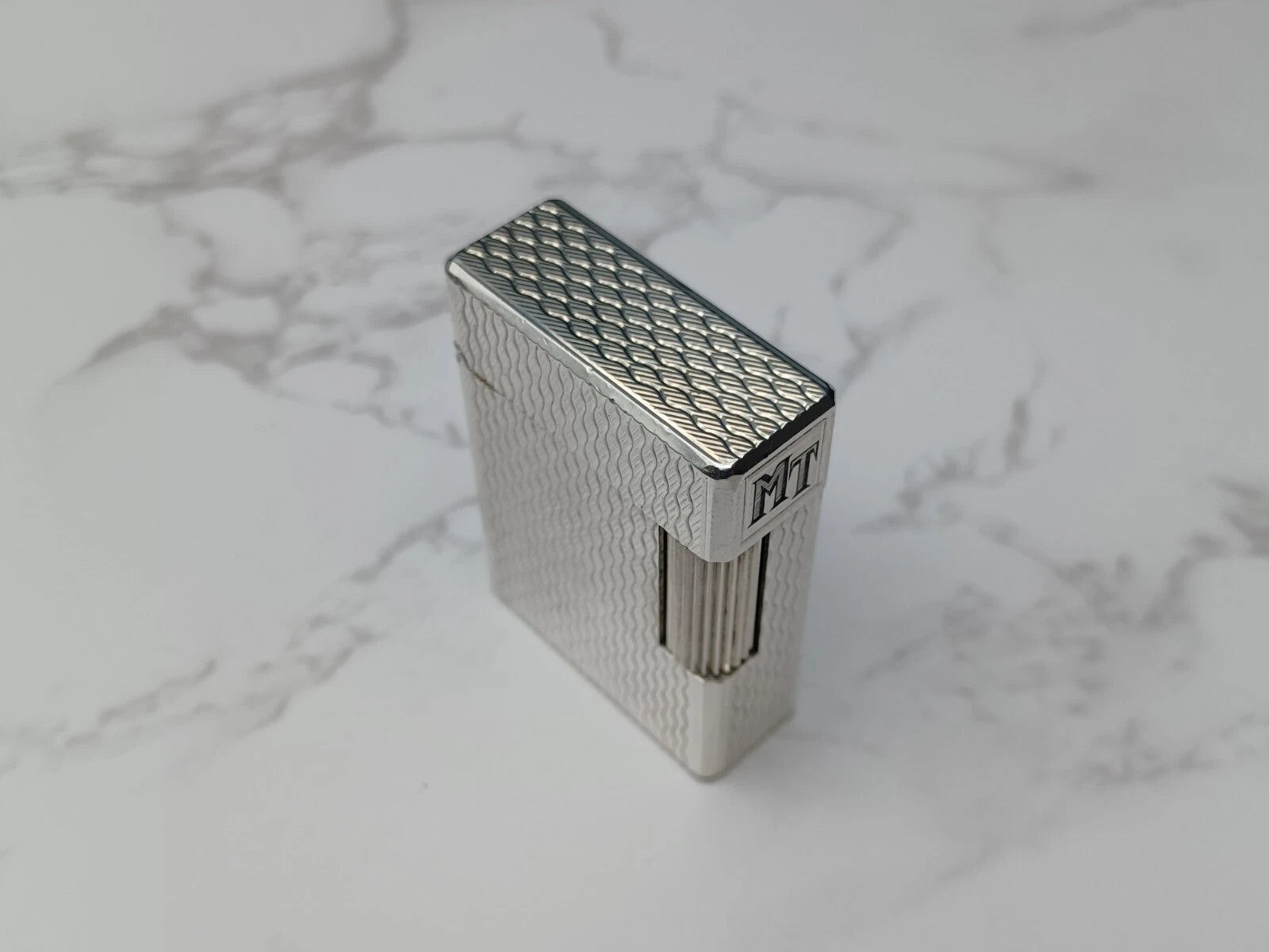 NICE S.T. DUPONT Line 1 / L1 BR Gas Lighter - Silver plated - Serviced-AC03-1763