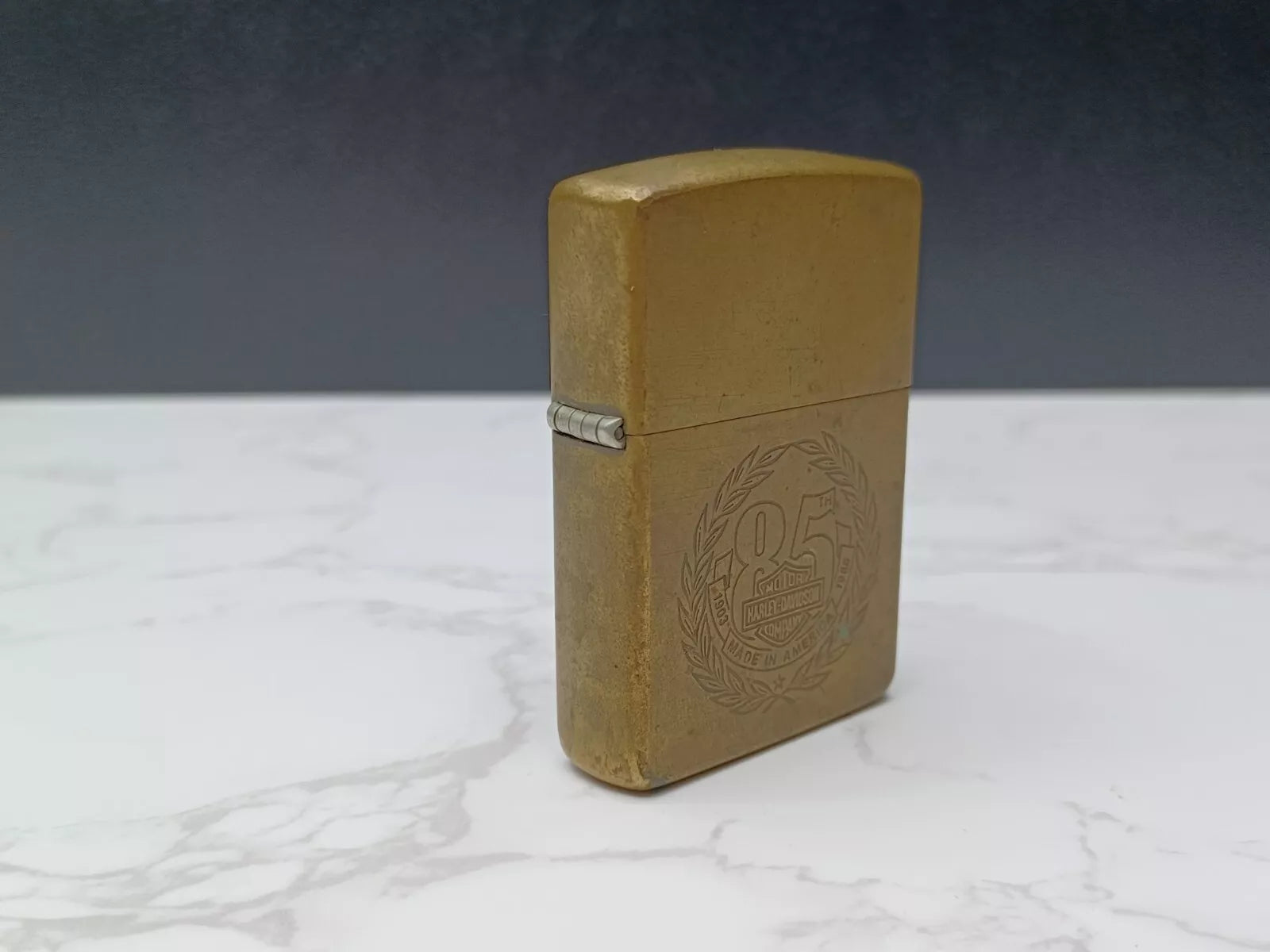 Very Rare BRASS ZIPPO Lighter - 85TH HARLEY DAVIDSON - 1932/1991 - AG08-1595