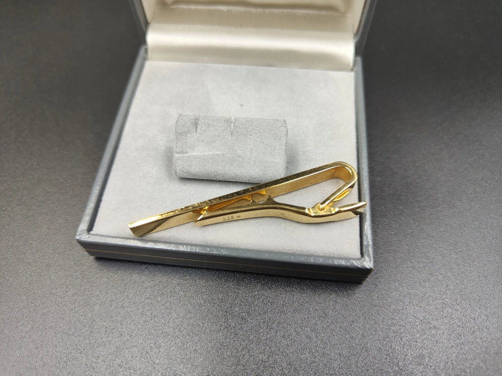 Nice DUNHILL Tie Clip - Gold Plated & Black Lacquer - With Box - 01216CO AC02