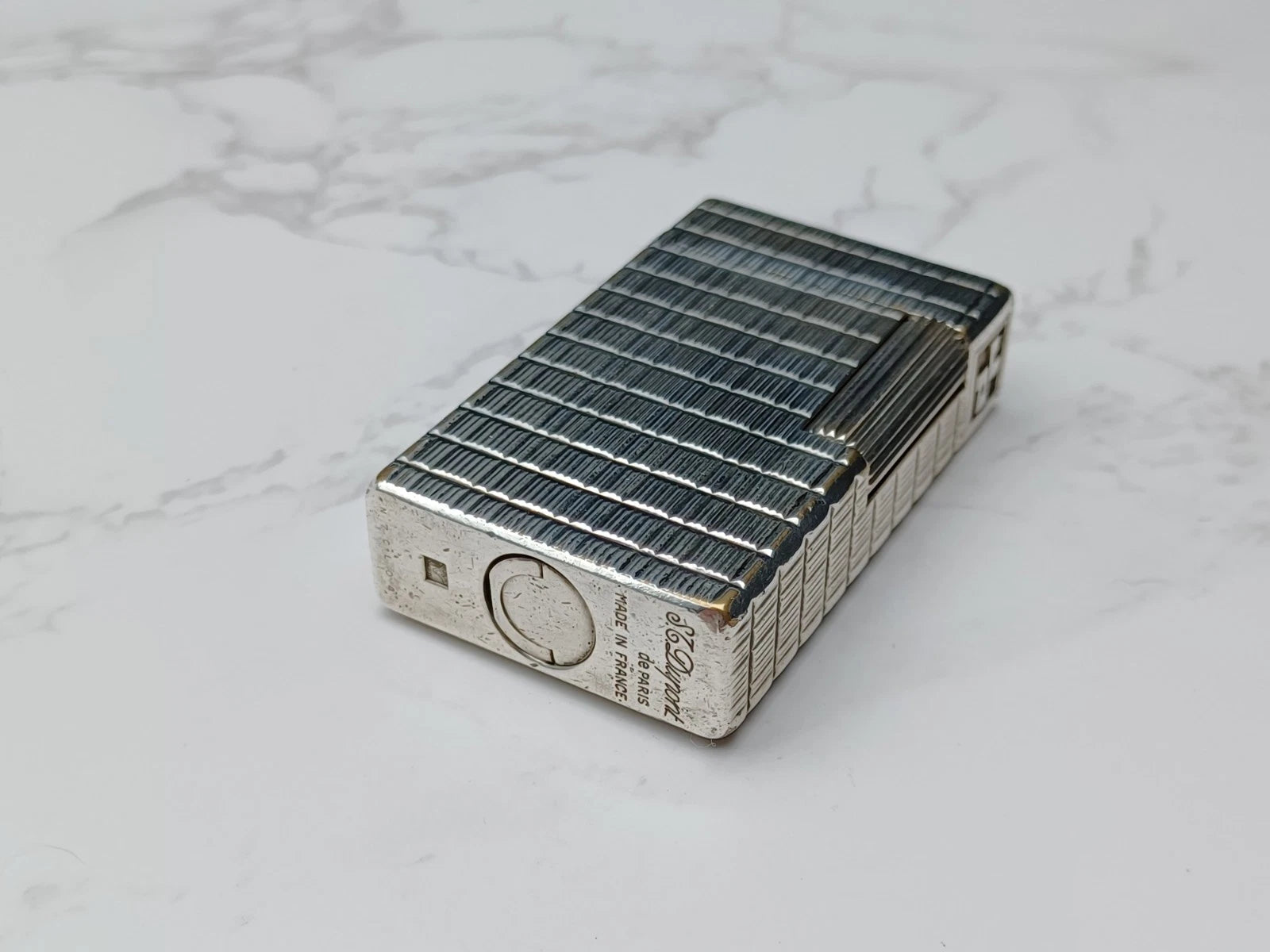 RARE S.T. DUPONT L1 BR DRAGO - Gas Lighter - Line 1 BR -Silver Plated -AG02-1794