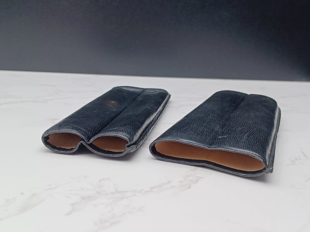 Nice vintage cigar case - Black leather - AM10-1581