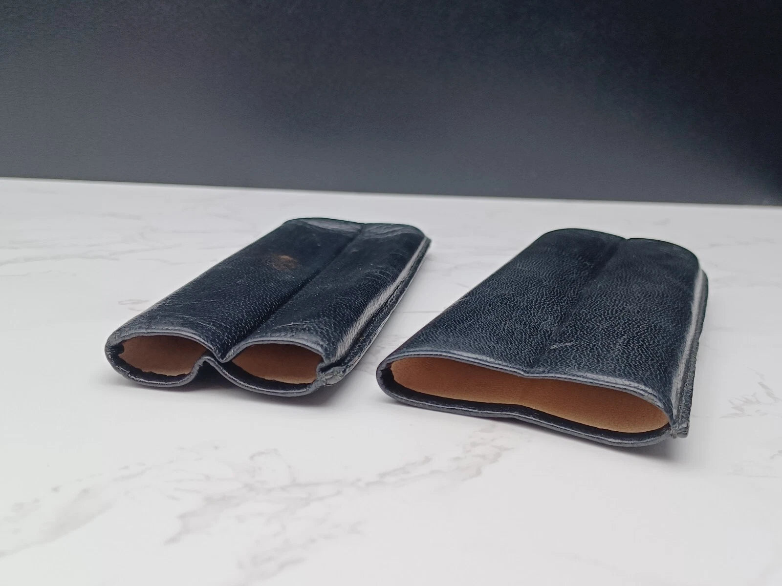 Nice vintage cigar case - Black leather - AM10-1581