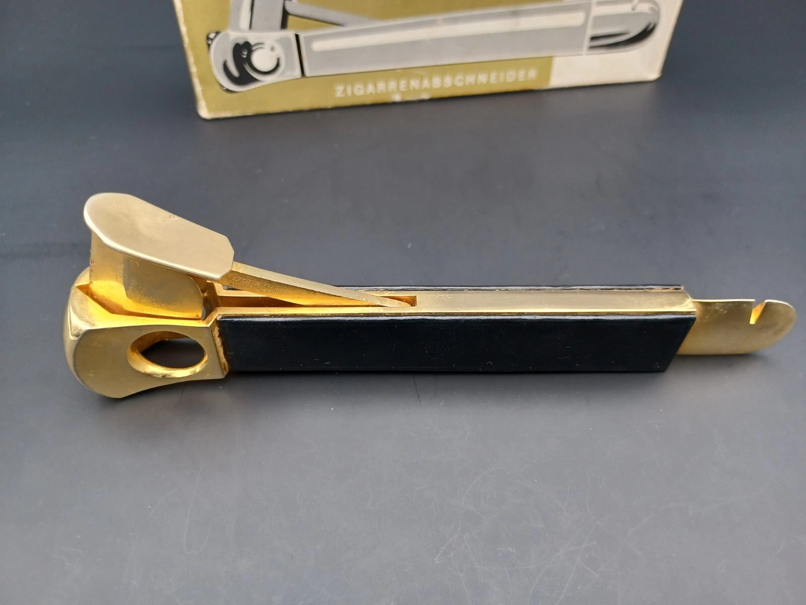 Solingen Cigar Cutter With Box - Black Leather - Made In Germany - BB15-0945