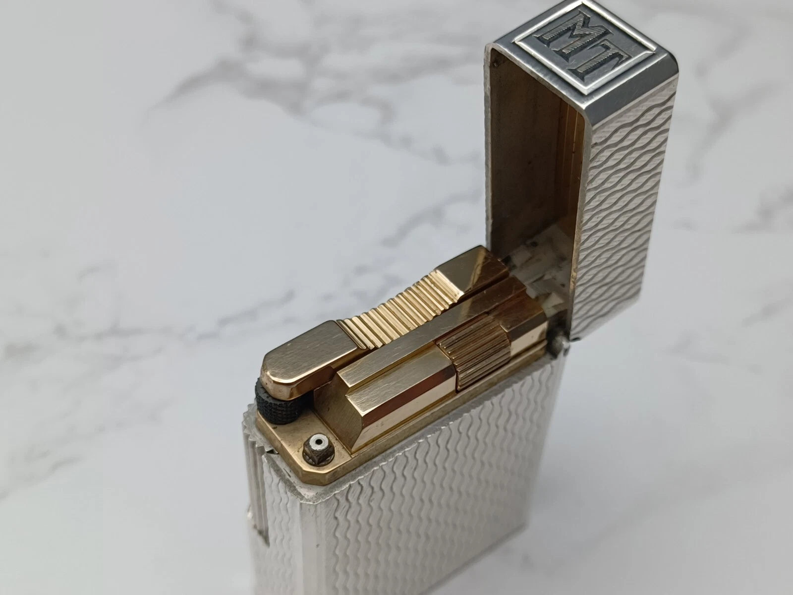 NICE S.T. DUPONT Line 1 / L1 BR Gas Lighter - Silver plated - Serviced-AC03-1763