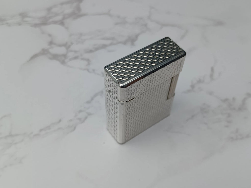 NICE S.T. DUPONT Line 1 / L1 BR Gas Lighter - Silver plated - Serviced-AC03-1763