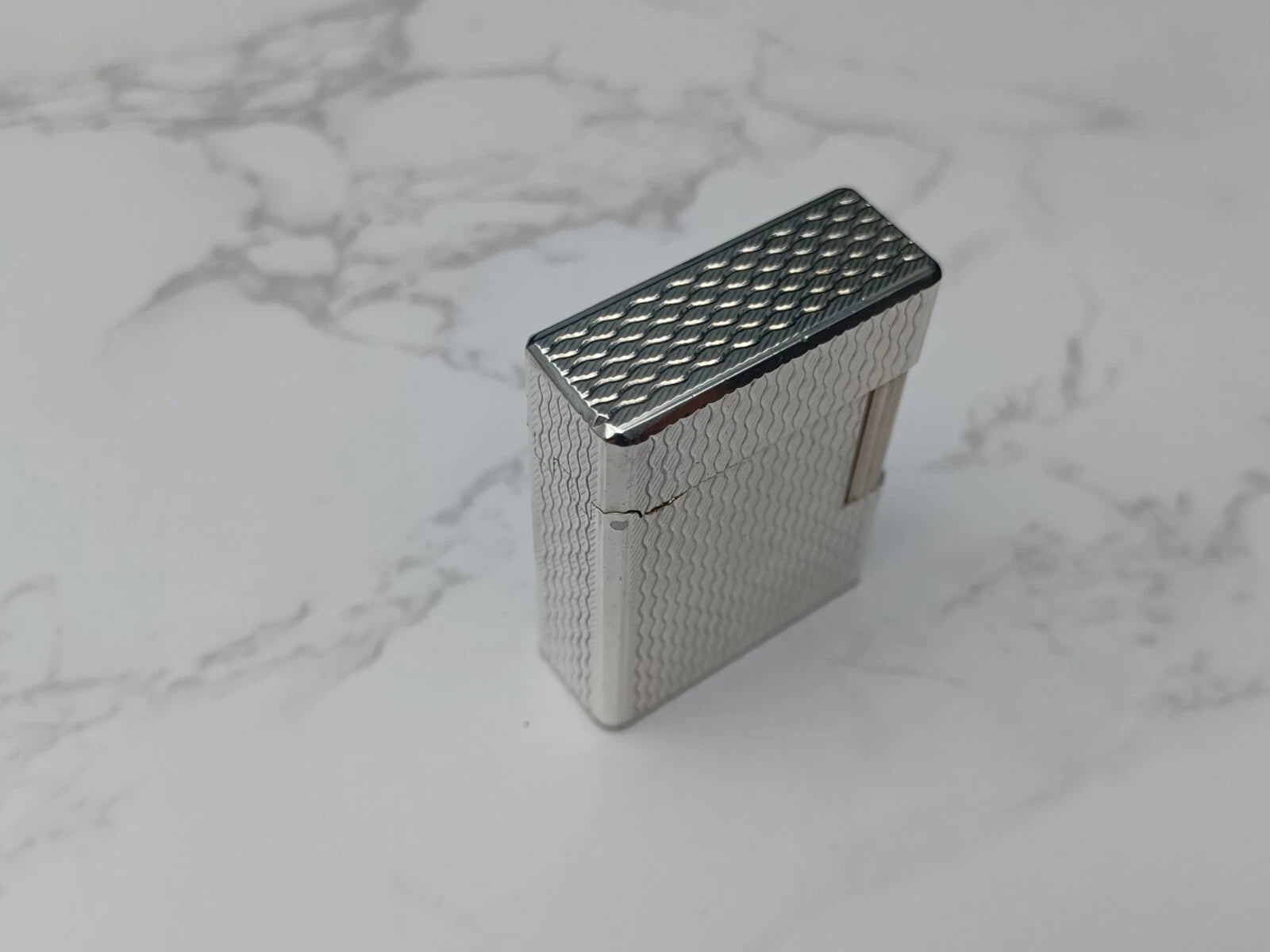 NICE S.T. DUPONT Line 1 / L1 BR Gas Lighter - Silver plated - Serviced-AC03-1763