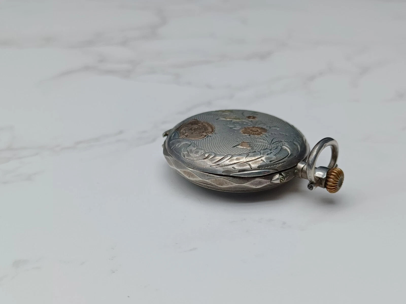Antike vergoldete Taschenuhr aus massivem Silber