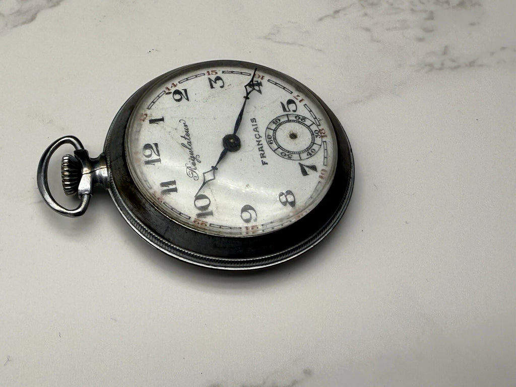 Schöne Chronometer-Taschenuhr - Stahl - Hergestellt in Frankreich - Funktioniert nicht -AF08-1675