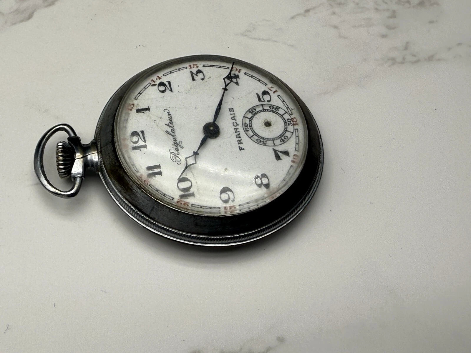 Schöne Chronometer-Taschenuhr - Stahl - Hergestellt in Frankreich - Funktioniert nicht -AF08-1675