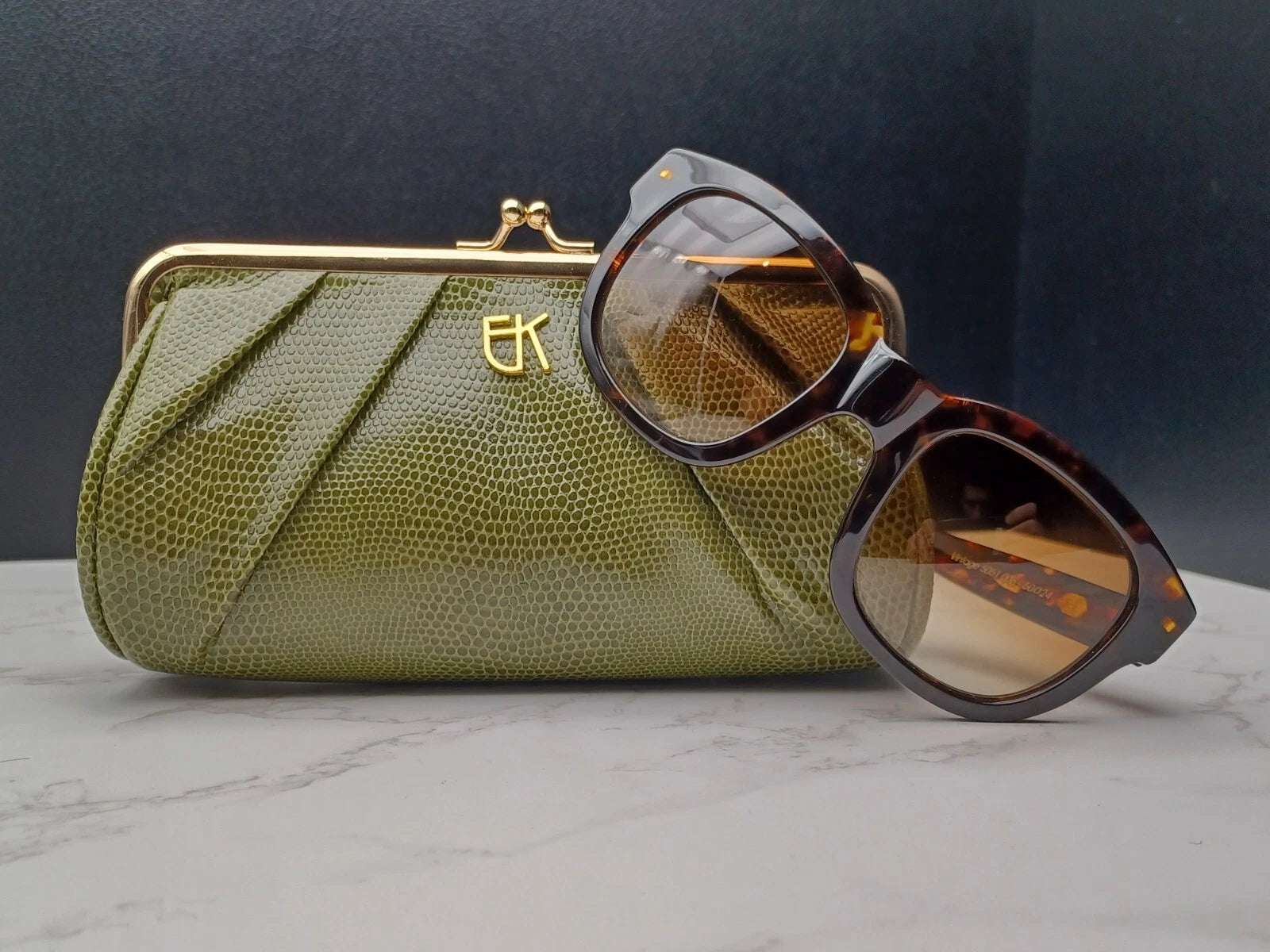 EMMANUELLE KHANH " VINTAGE " EK5051 - Brown Scale Sunglasses -New - Old Stock