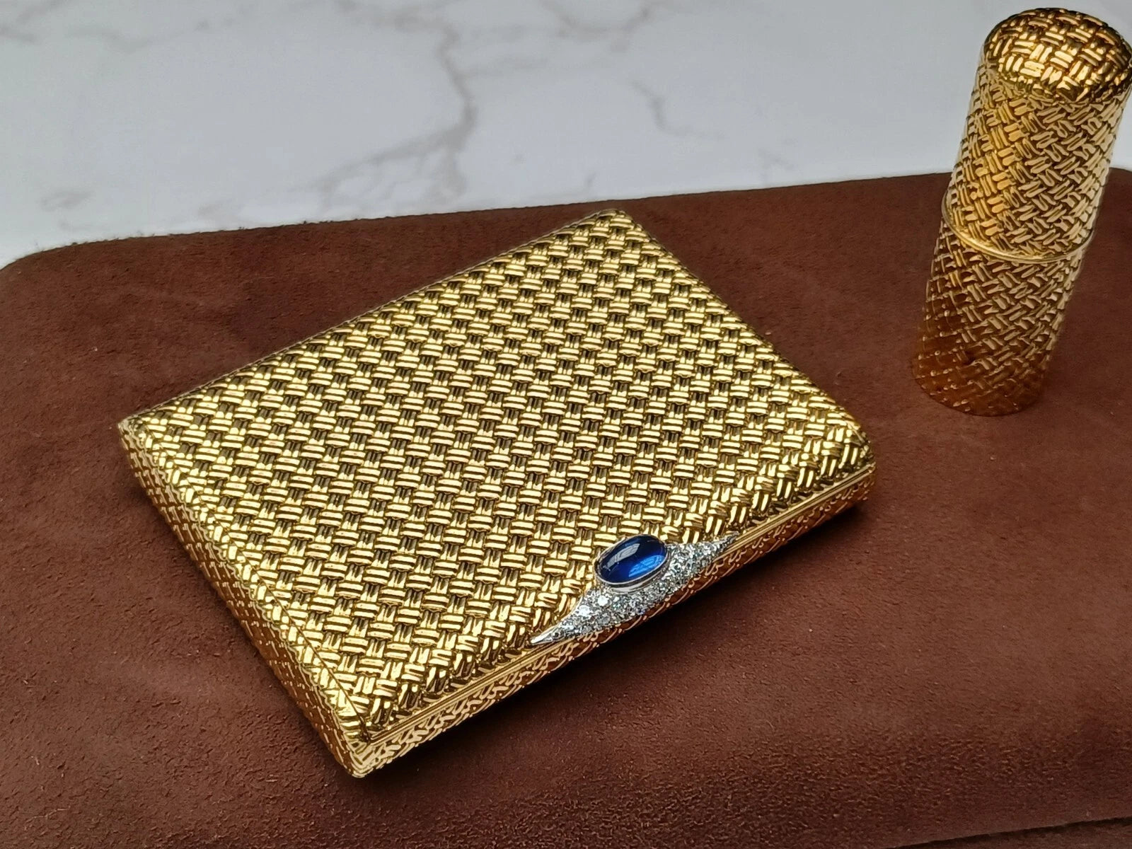 Rare Van Cleef & Arpels Powder Compact & Lipstick Case - 18K Gold - 0913CO BD08