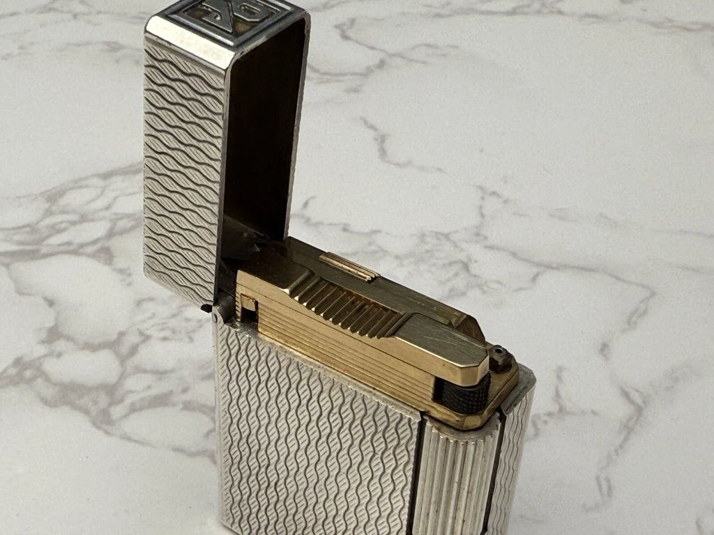 NICE S.T. DUPONT Line 1 / L1 BR Gas Lighter - Silver plated - Serviced-AL01-0845
