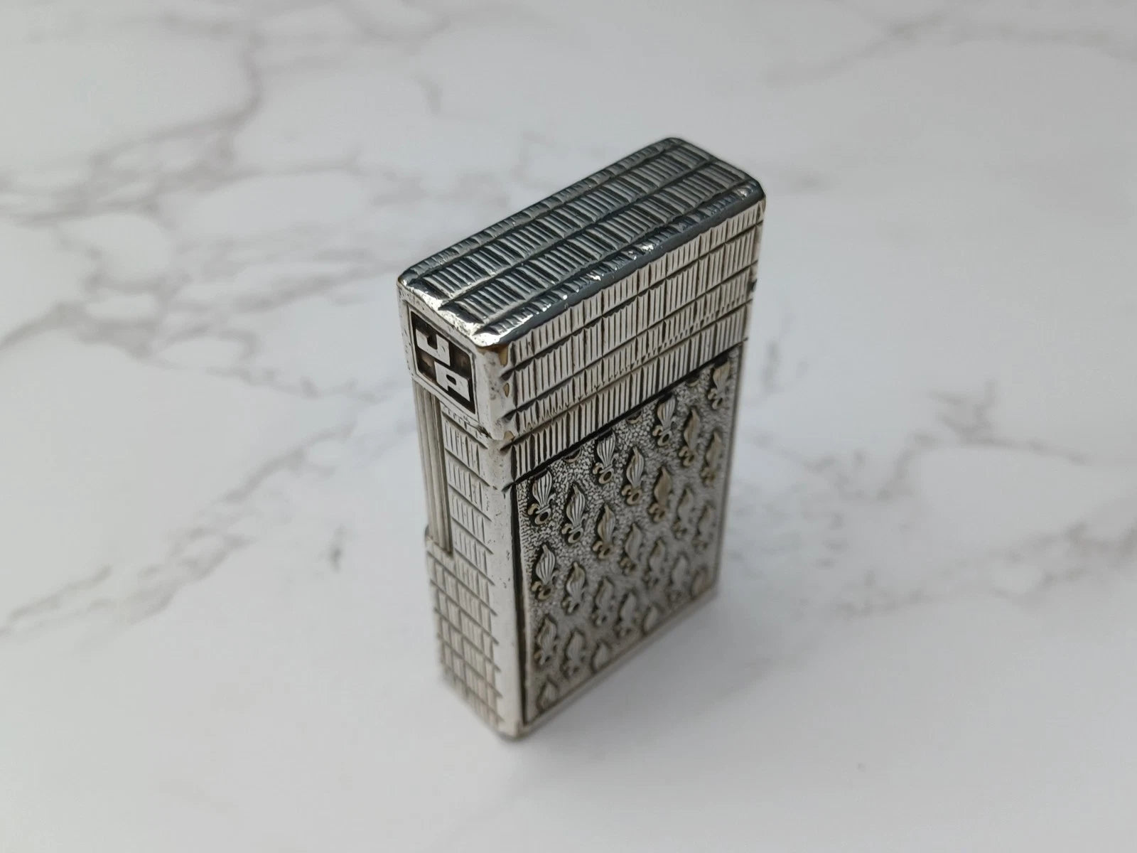 RARE S.T. DUPONT L1 BR DRAGO - Gas Lighter - Line 1 BR -Silver Plated -AG02-1794