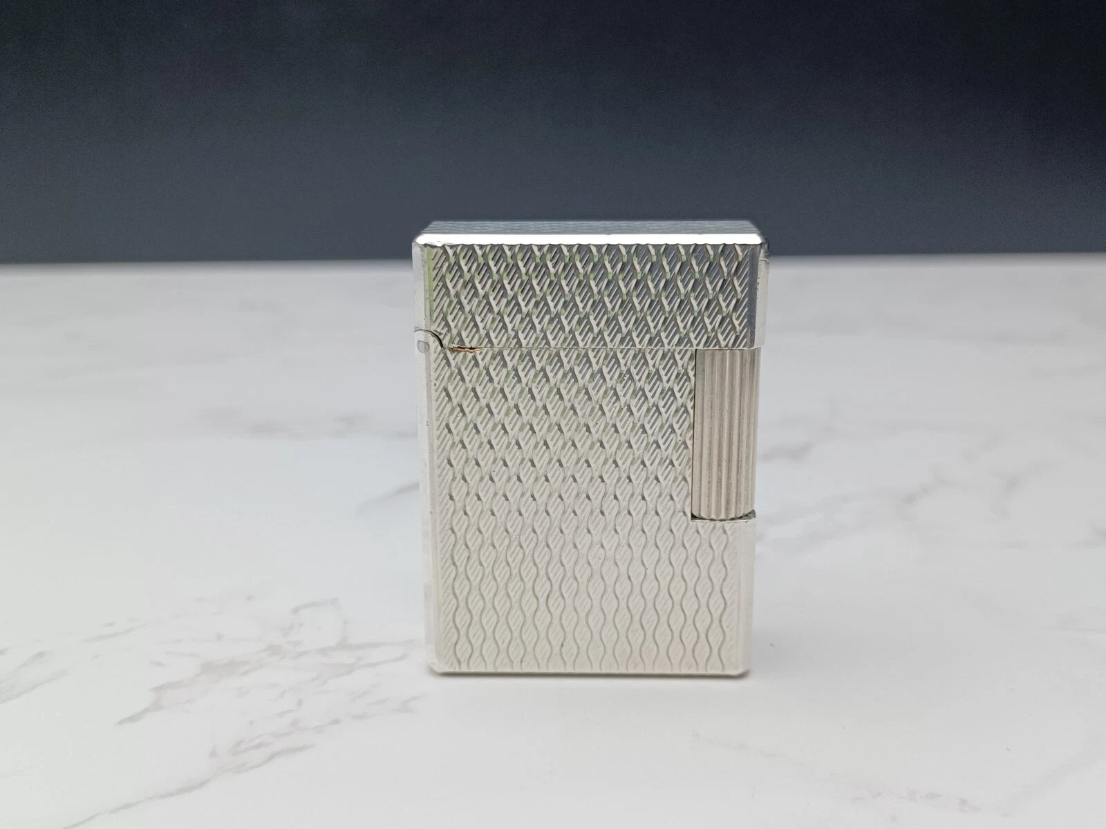 NICE S.T. DUPONT Line 1 / L1 BR Gas Lighter - Silver plated - Serviced-AC03-1763