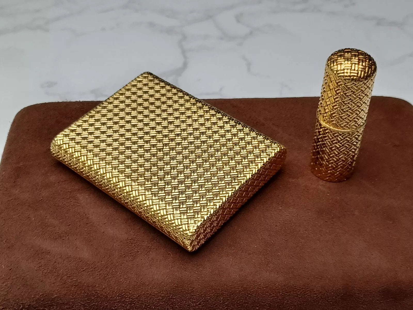 Rare Van Cleef & Arpels Powder Compact & Lipstick Case - 18K Gold - 0913CO BD08