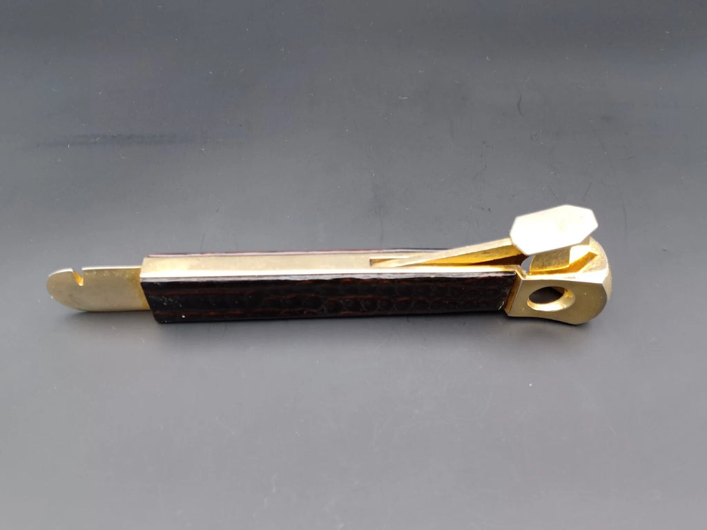 Nice Solingen Cigar Cutter - Brown Leather - Made In Germany - AG14-880