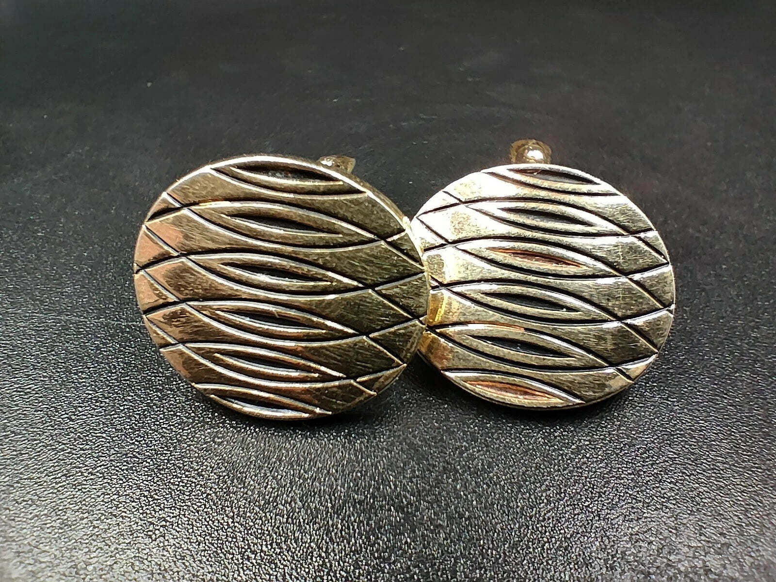 Vintage Manschettenknöpfe - Goldfarbenes Metall - Zeremonie - 0107ED - AH06