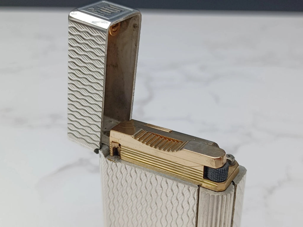 NICE S.T. DUPONT Line 1 / L1 BR Gas Lighter - Silver plated - Serviced-AC03-1763
