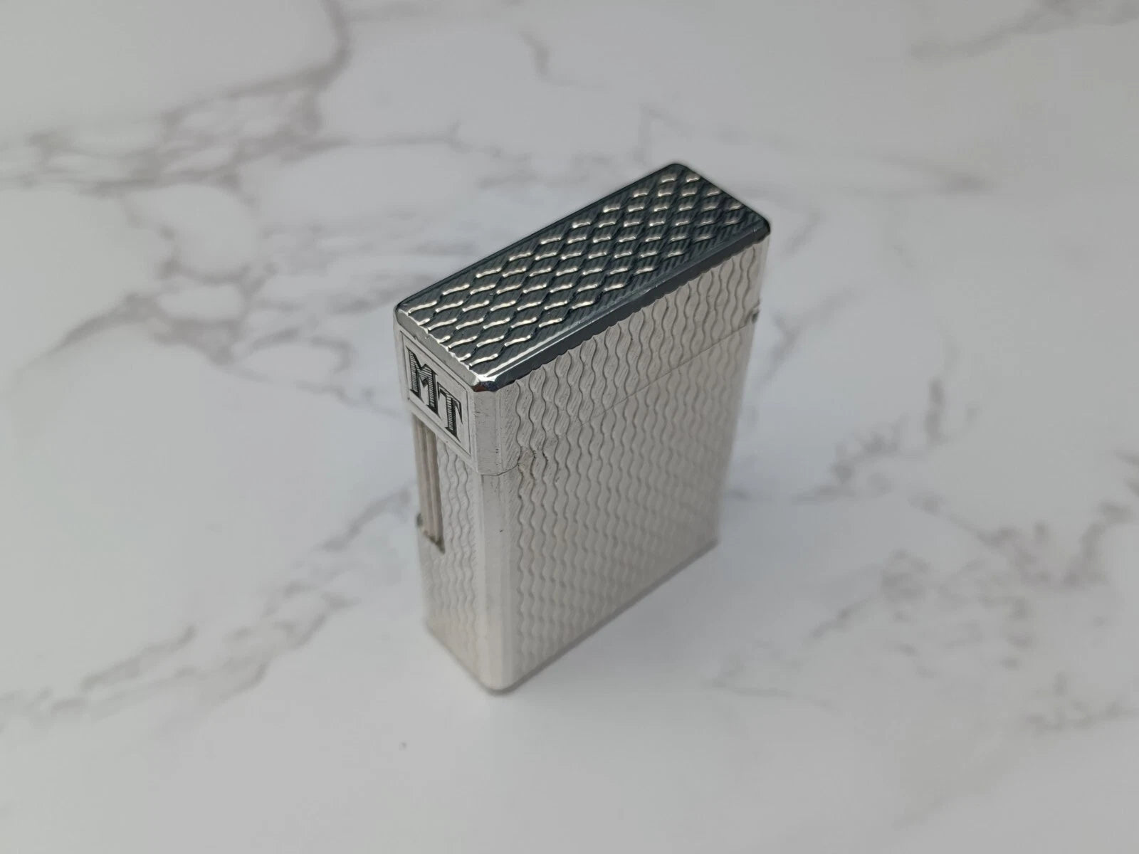 NICE S.T. DUPONT Line 1 / L1 BR Gas Lighter - Silver plated - Serviced-AC03-1763