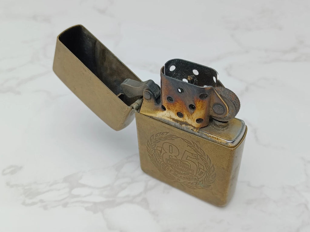 Very Rare BRASS ZIPPO Lighter - 85TH HARLEY DAVIDSON - 1932/1991 - AG08-1595