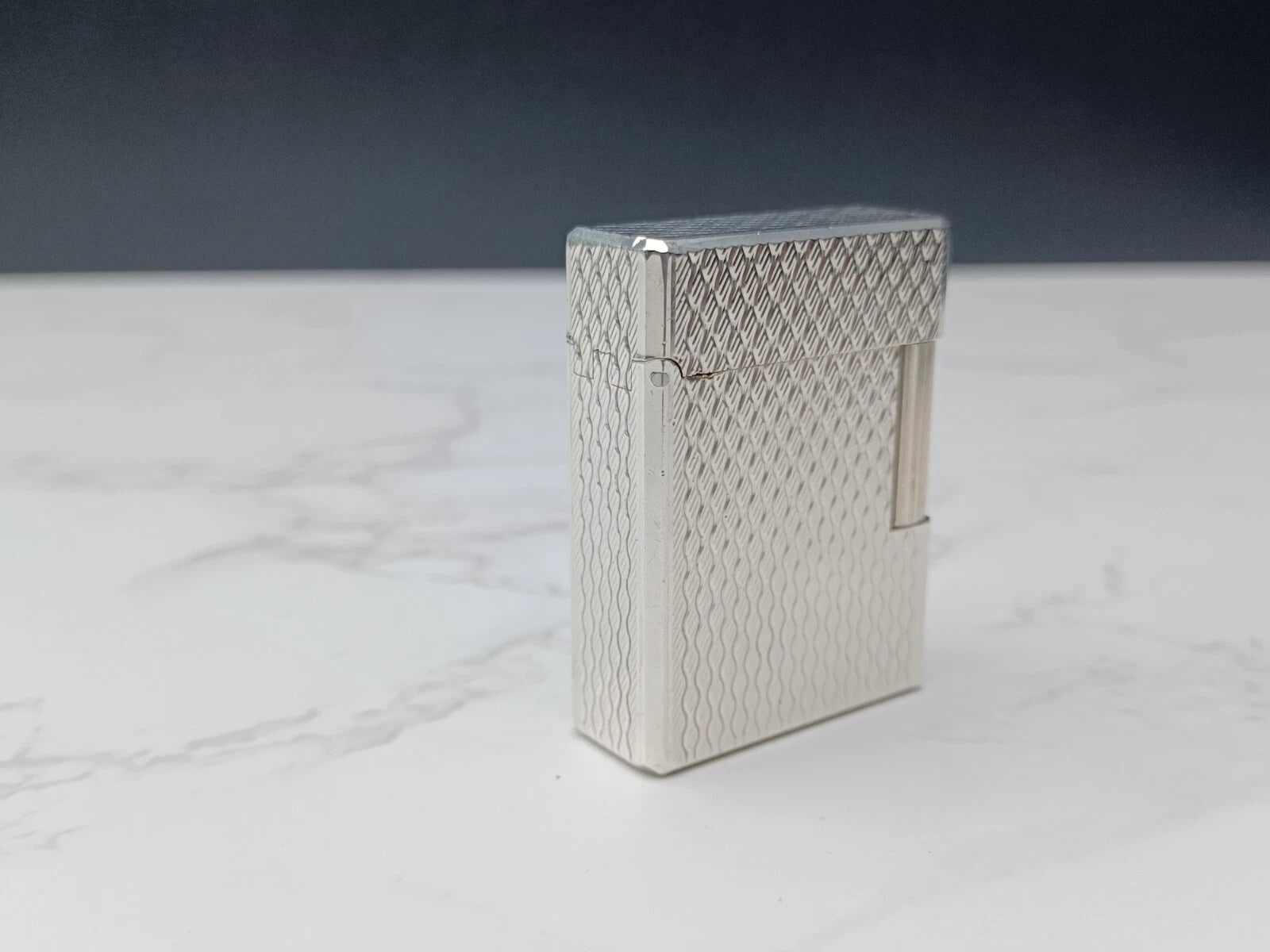 NICE S.T. DUPONT Line 1 / L1 BR Gas Lighter - Silver plated - Serviced-AC03-1763