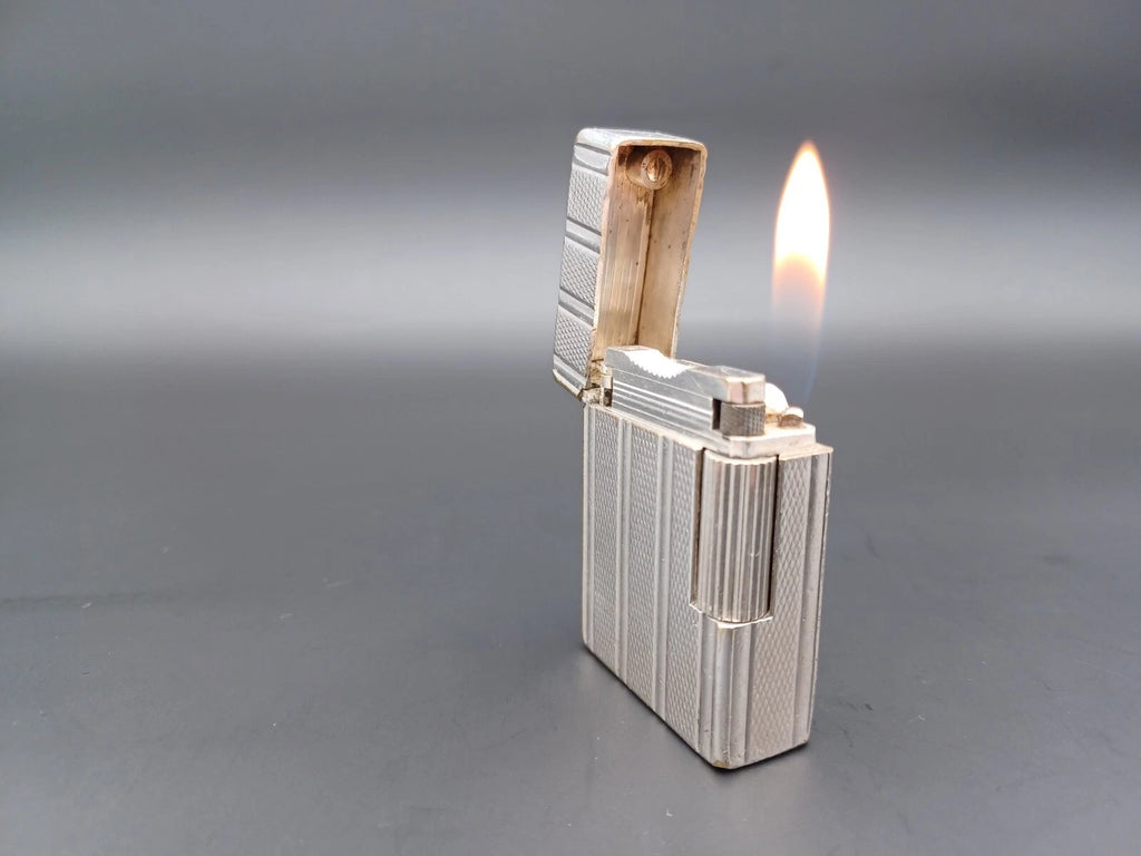 S.T. Dupont Line 1 BR Gas Lighter - Silver plated - Made In France - BA03-1466