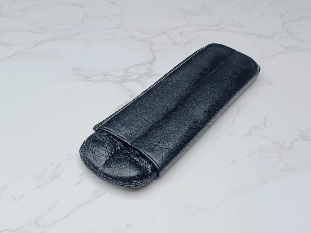 Nice vintage cigar case - Black leather - AM10-1581