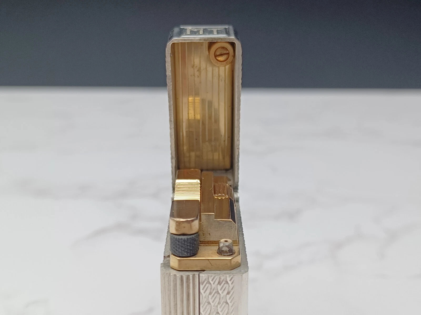 NICE S.T. DUPONT Line 1 / L1 BR Gas Lighter - Silver plated - Serviced-AC03-1763