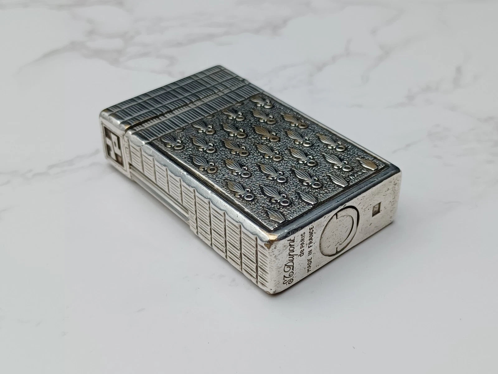 RARE S.T. DUPONT L1 BR DRAGO - Gas Lighter - Line 1 BR -Silver Plated -AG02-1794