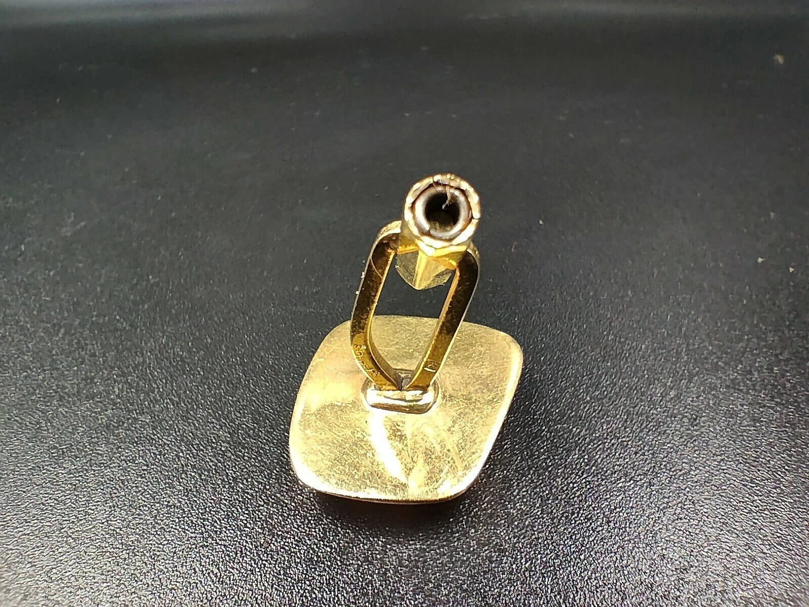 Boutons de Manchette Dorés Verre Gris Vintage – 1970s