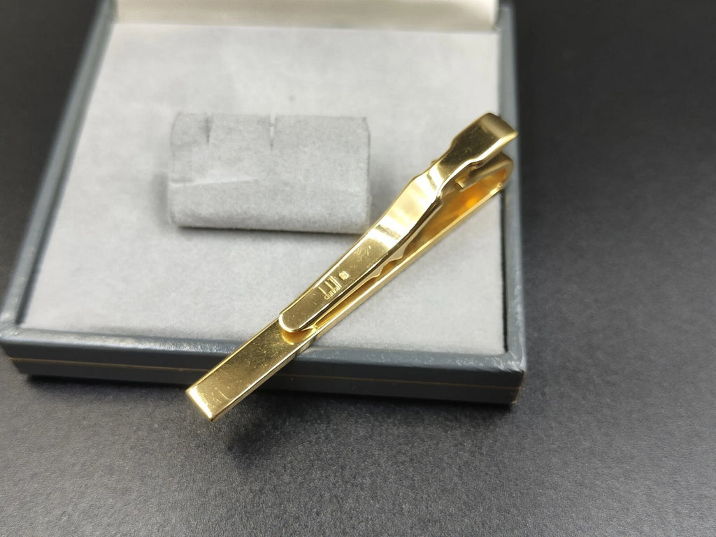 Nice DUNHILL Tie Clip - Gold Plated & Black Lacquer - With Box - 01216CO AC02