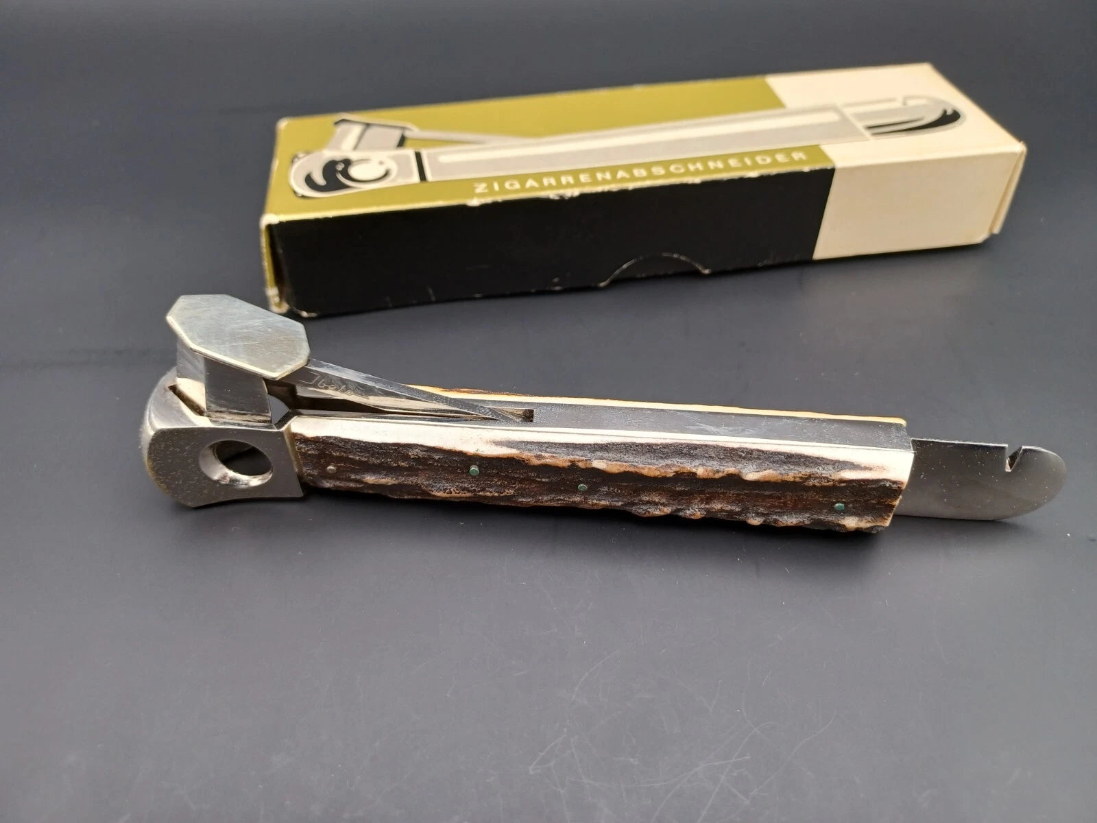 Nice Ibelo Cigar Cutter With Box - Horn - Made In Germany - AG14-1339