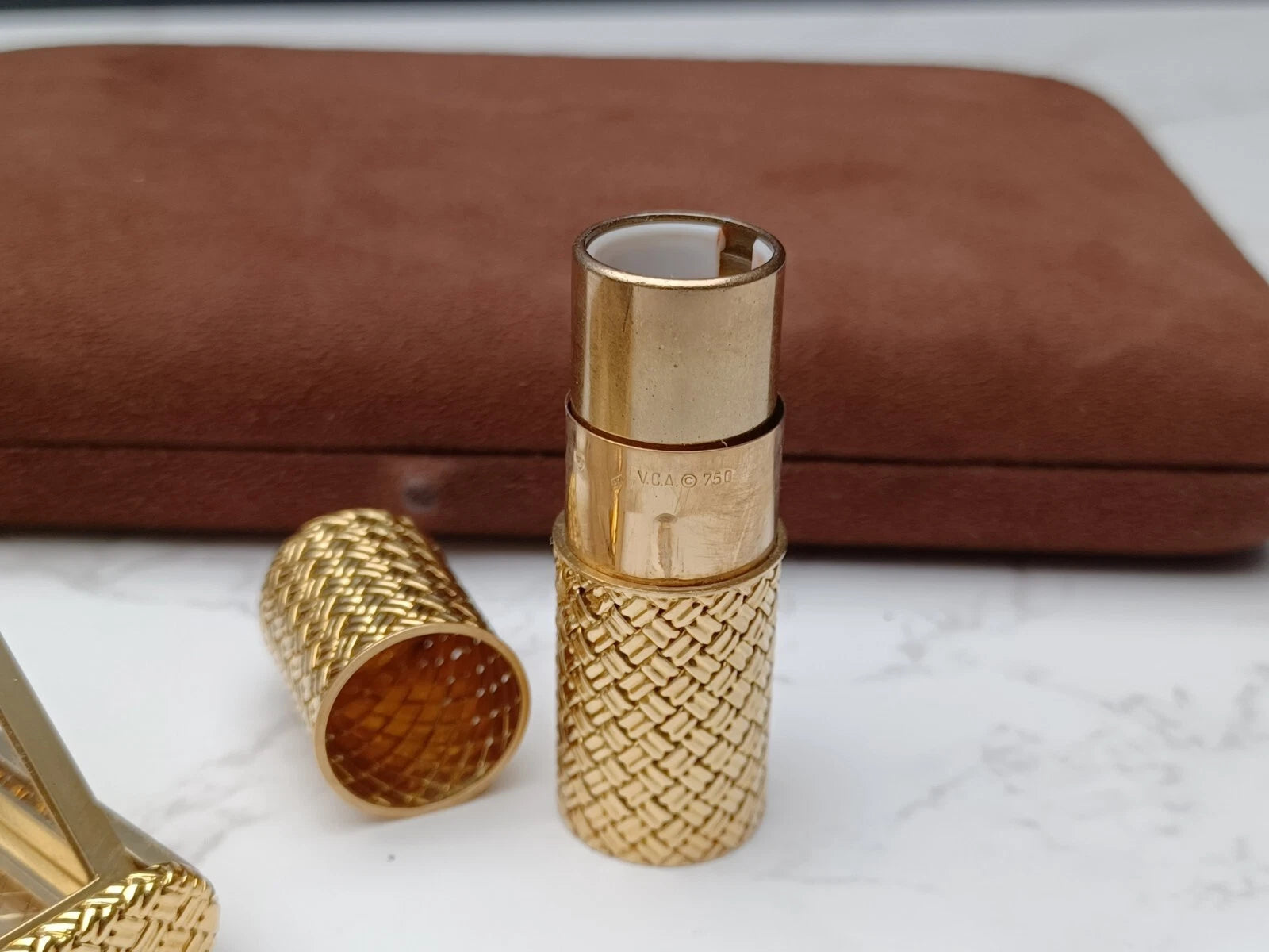 Rare Van Cleef & Arpels Powder Compact & Lipstick Case - 18K Gold - 0913CO BD08