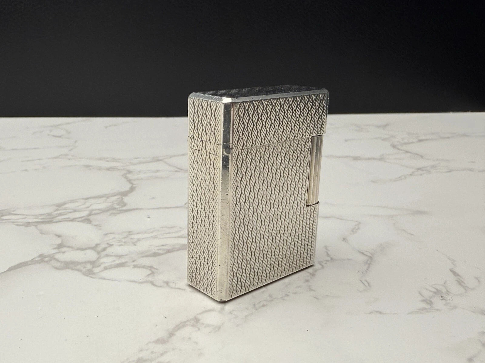 NICE S.T. DUPONT Line 1 / L1 BR Gas Lighter - Silver plated - Serviced-AL01-0845