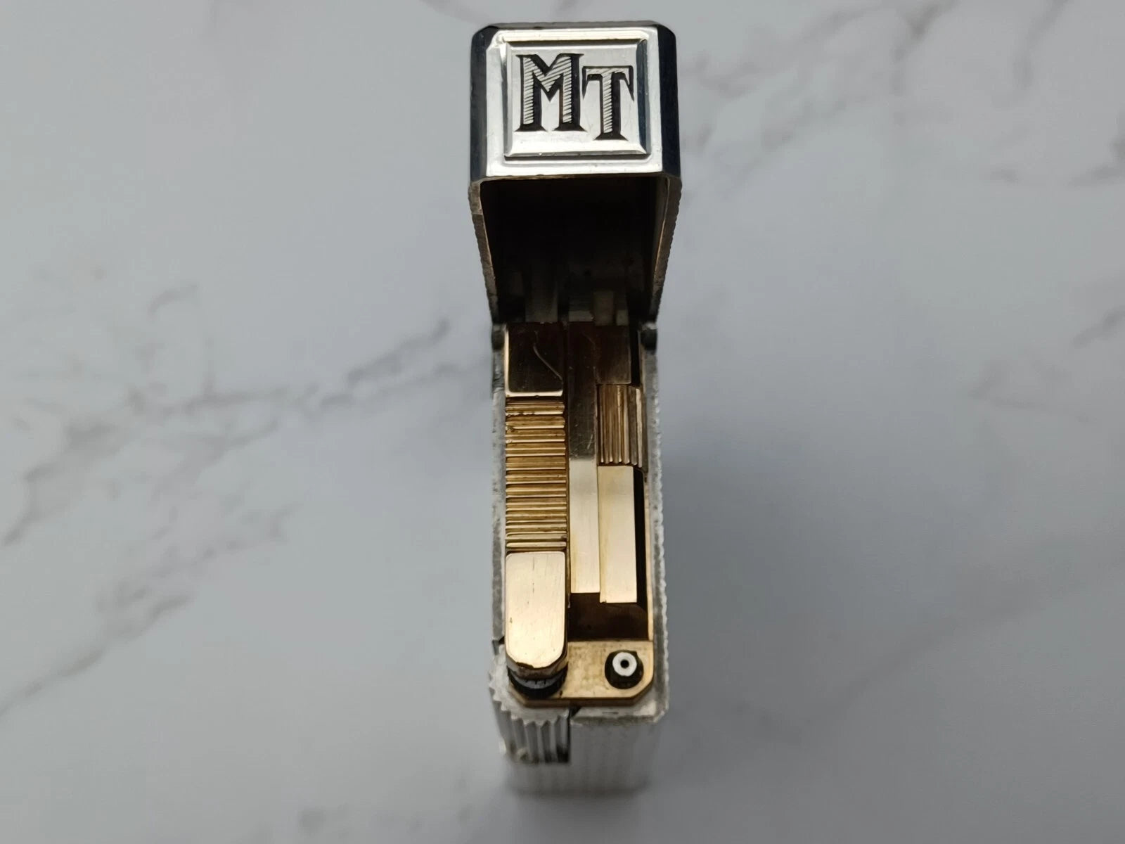 NICE S.T. DUPONT Line 1 / L1 BR Gas Lighter - Silver plated - Serviced-AC03-1763