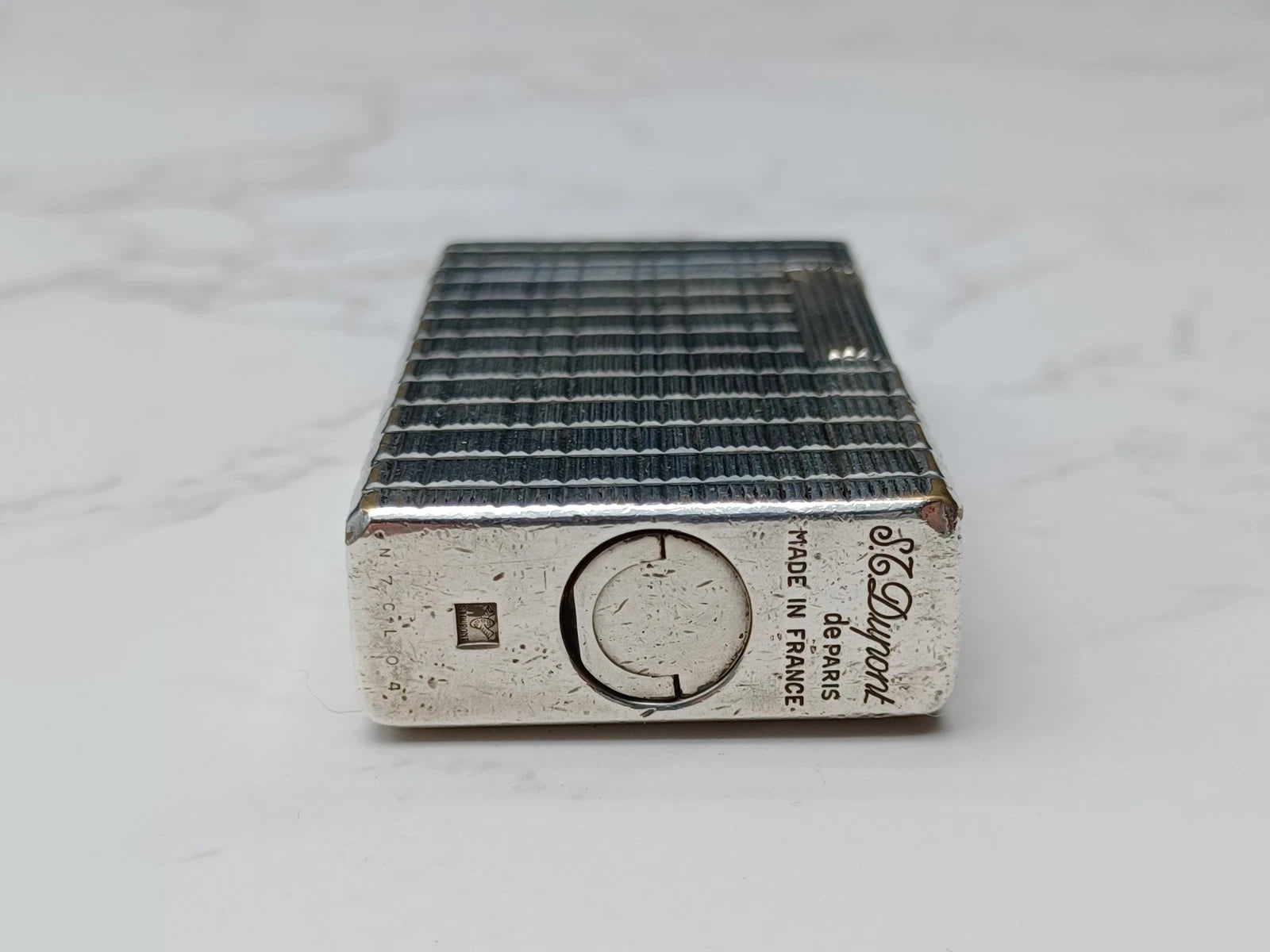 RARE S.T. DUPONT L1 BR DRAGO - Gas Lighter - Line 1 BR -Silver Plated -AG02-1794